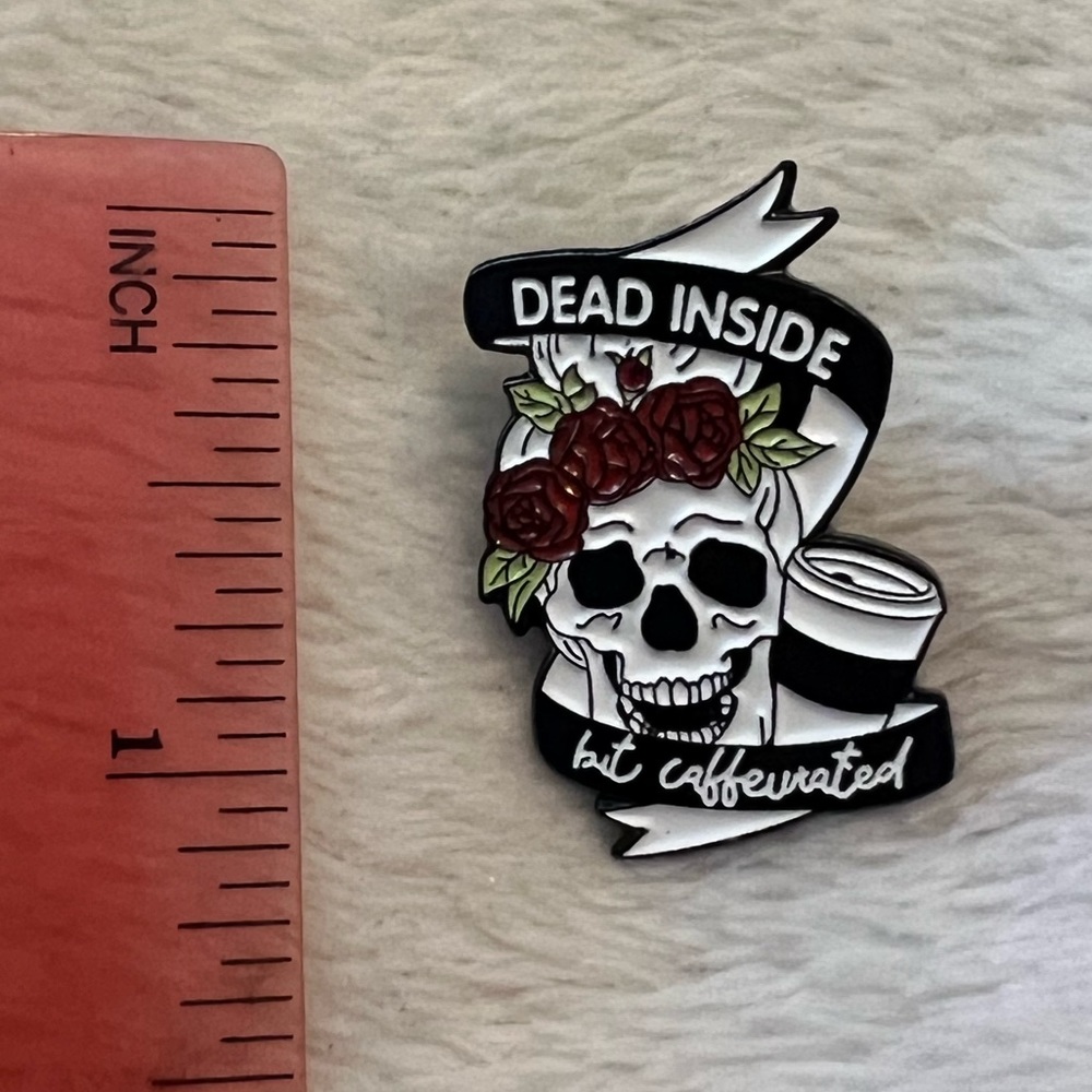 Dead inside but caffeinated lapel pin - Picture 2 of 3